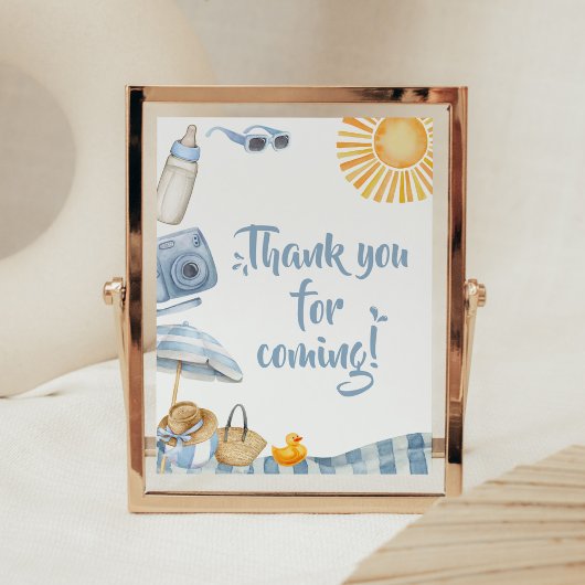 Poster Carte de remerciements de Baby shower d'été de Blu