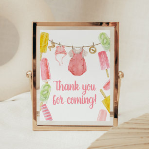 Poster Carte de remerciements de Baby shower Girl Popsicl