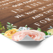 Poster Carte de remerciements floral rustique pour mariag (Coin)