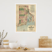 Poster Carte de Rhode Island & Providence Plantations 188 (Cuisine)
