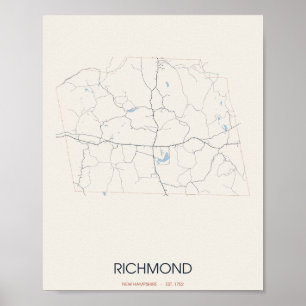Poster Carte de Richmond, New Hampshire