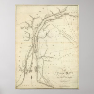 Poster Carte de Rivière Détroit