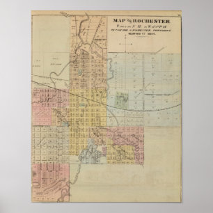 Poster Carte de Rochester, Minnesota