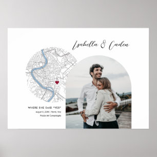 Poster Carte de Rome Mariage Fiançailles cadeau photo