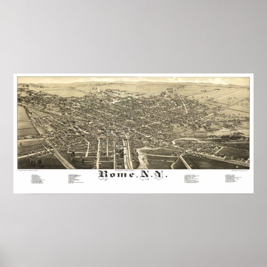 Poster Carte de Rome, New York de 1886 (Devant)