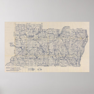 Poster Carte de route de bicyclette du Wisconsin 3