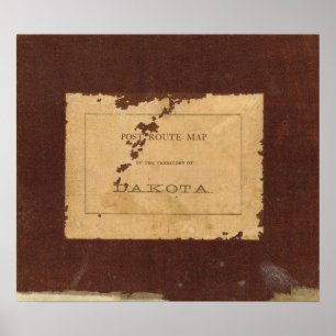 Poster Carte de route postale du territoire du Dakota