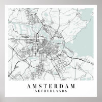 Carte de rue bleue d'Amsterdam Pays-Bas