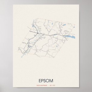 Poster Carte de rue d'Epsom, New Hampshire – Fondée en 17