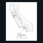Poster Carte de rue minimale de Californie<br><div class="desc">Carte de rue minimale de Californie</div>
