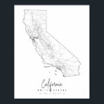 Poster Carte de rue minimale de Californie<br><div class="desc">Carte de rue minimale de Californie</div>