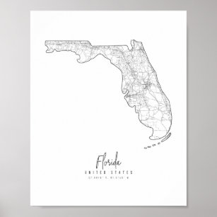Poster Carte de rue minimale de Floride