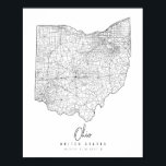 Poster Carte de rue minimale de l'Ohio<br><div class="desc">Carte de rue minimale de l'Ohio</div>