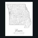 Poster Carte de rue minimale du Missouri<br><div class="desc">Carte de rue minimale du Missouri</div>
