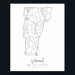 Poster Carte de rue minimale du Vermont<br><div class="desc">Carte de rue minimale du Vermont</div>