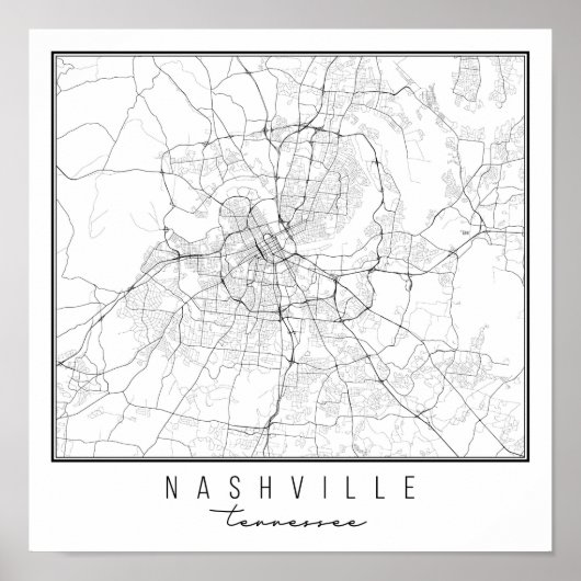 Poster Carte de rue Nashville Tennessee (Devant)