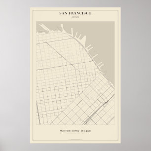 Poster Carte de rue personnalisée de San Francisco