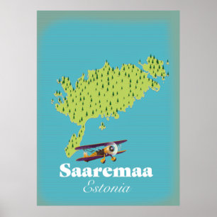 Poster carte de Saaremaa Estonie