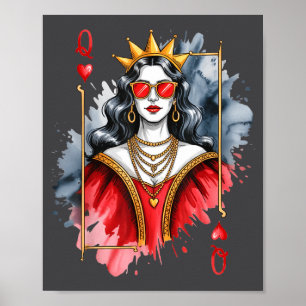 Poster carte de Saint-Valentin pour homme Reine Cœurs