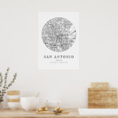 Poster Carte de San Antonio Texas City (Cuisine)