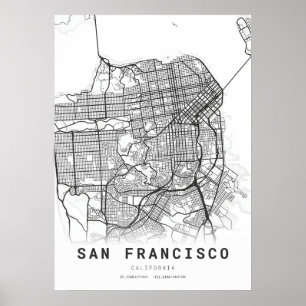 Poster Carte de San Francisco