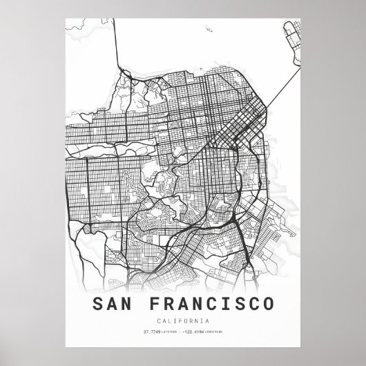 Poster Carte de San Francisco (Devant)