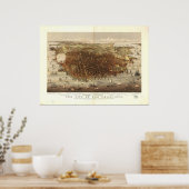Poster Carte de San Francisco, Birds-Eye View, 1878 (Cuisine)