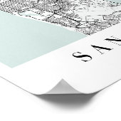 Poster Carte de San Francisco California Blue Water Stree (Coin)