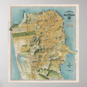 Poster Carte de San Francisco par Chevalier (1912)