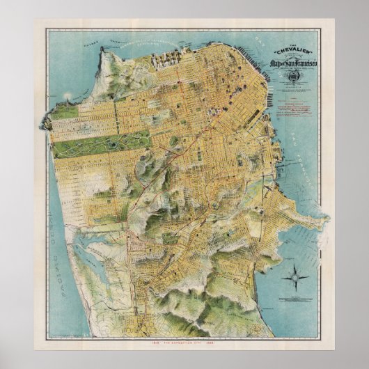 Poster Carte de San Francisco par Chevalier (1912) (Devant)