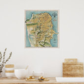 Poster Carte de San Francisco par Chevalier (1912) (Cuisine)