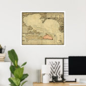 Poster Carte de San Juan, Porto Rico 1785 (Bureau à domicile)