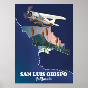 Poster carte de San luis obispo Californie
