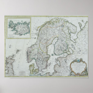 Poster Carte de Scandinavie