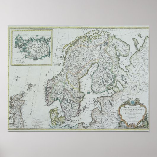 Poster Carte de Scandinavie (Devant)