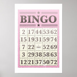 Poster Carte de score de Bingo rose