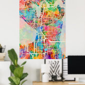 Poster Carte de Seattle Washington Street City (Bureau à domicile)