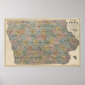 Poster Carte de section de l'Iowa (Devant)