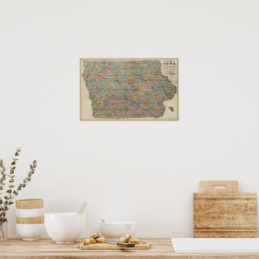 Poster Carte de section de l'Iowa (Cuisine)