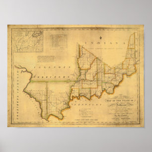Poster Carte de Shelton et de Kensett de l'état de