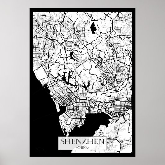 Poster Carte de Shenzhen Chine (Devant)