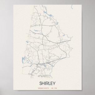 Poster Carte de Shirley Massachusetts sous forme d'affich