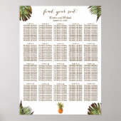 Poster Carte de siège à 20 tables en ananas Feuille tropi (Devant)