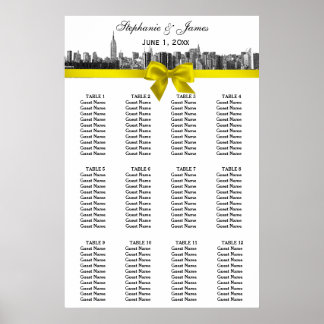 Poster Carte de siège à mâchoire jaune NYC large Skyline