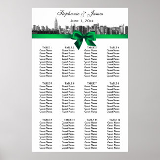 Poster Carte de siège à mâchoire verte NYC large Skyline