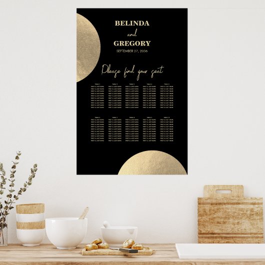 Poster Carte de siège Abstrait Black & Gold moderne pour  (Cuisine)