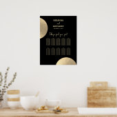 Poster Carte de siège Abstrait Black & Gold moderne pour  (Cuisine)