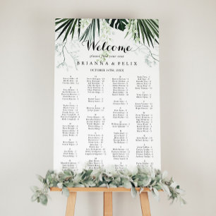 Poster Carte de siège alphabétique blanc Tropical Greener