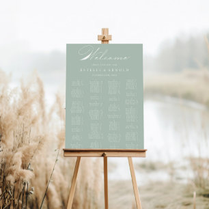 Poster Carte de siège alphabétique blanc vert