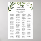 Poster Carte de siège alphabétique des Feuilles verts tro (Devant)